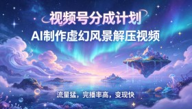 视频号分成计划【AI制作虚幻风景解压视频】流量猛，完播率高，变现快
