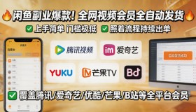 闲鱼卖全网视频会员副业：全自动发货，简单易上手，按流程持续出单