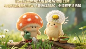 抖音新掘金玩法：温馨毛绒日常治愈，45条作品涨粉84.6万，3天赚2580，全流程干货揭秘
