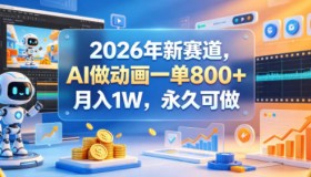 2026年新兴赛道：用AI做动画，单单800+，月入轻松过万且长久可做