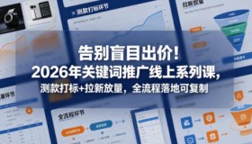 摆脱盲目出价！2026关键词推广线上系列课，测款打标与拉新放量全流程可复制