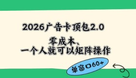 2026广告自动卡顶包2.0玩法大揭秘：单窗口60+零成本，操作简单免复杂人工