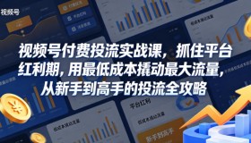 视频号付费投流实战秘籍：低成本高流量，新手秒变投流高手