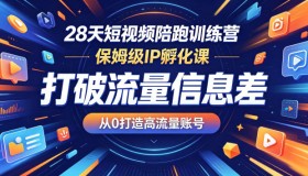 28天短视频陪跑营：保姆式IP孵化，零起步击破流量壁垒打造高流量账号