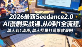 2026爆款！Seedance2.0 AI漫剧实战课，单人0到1批量打造漫剧