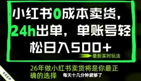 揭秘！小红书零成本AI卖货，24小时出单，全托管保底日赚500+，每天仅需十几分钟