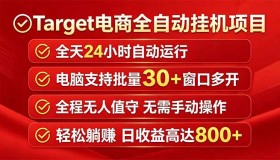 18440期！Target电商全自动挂机项目：全天自动运转，电脑可批量30+窗口，日入800+
