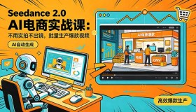 （18433期）Seedance 2.0 AI电商实战课：无需实拍出镜，批量打造爆款视频提升GMV