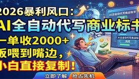 AI一键代写商业标书，一单稳赚2000+，小白照做就行
