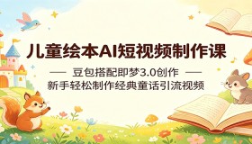 新手也能轻松上手！儿童绘本AI短视频制作课，用豆包搭配即梦3.0创作经典童话引流视频