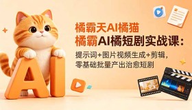 18542期橘霸天AI橘猫短剧实战课：零基础批量打造治愈短剧，从提示词到剪辑全掌握