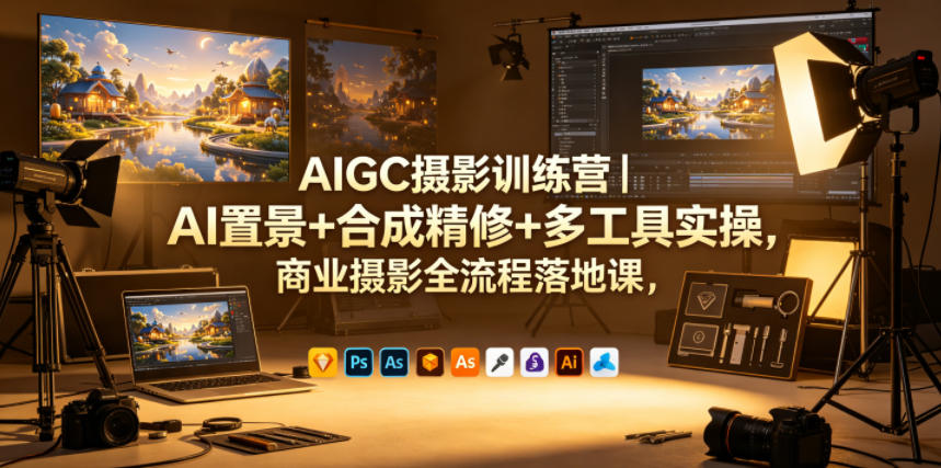 AIGC 摄影实战营:AI 置景、合成精修与多工具实操,商业摄影全流程课程来袭 AIGC 摄影实战营:AI 置景、合成精修与多工具实操,商业摄影全流程课程来袭