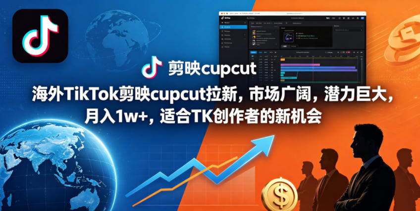 海外 TikTok 剪映 cupcut 拉新：市场广袤潜力大，月入过万，TK 创作者新机遇