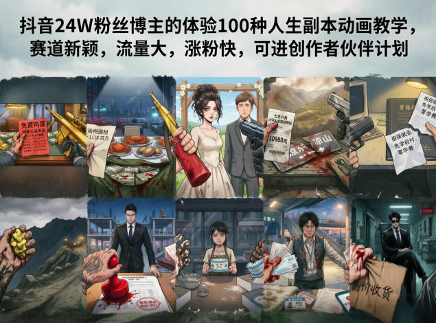 抖音 24 万粉丝博主揭秘：体验 100 种人生副本动画教学，新赛道吸粉变现两不误