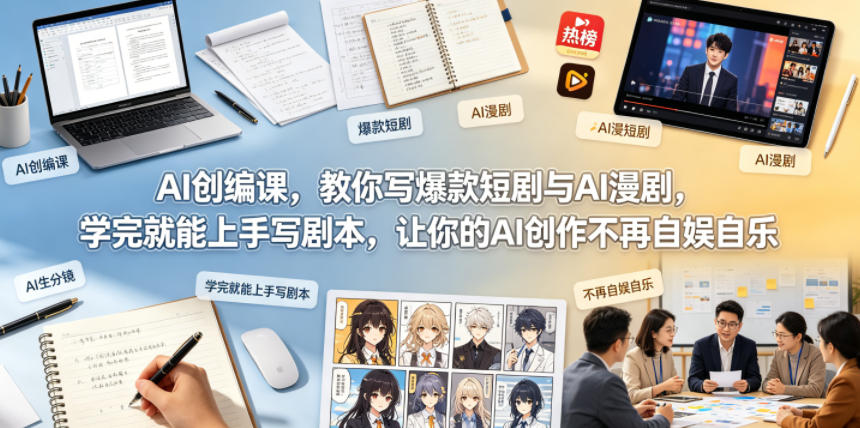 掌握 AI 创编课,轻松打造爆款短剧与 AI 漫剧,学完即刻开启剧本创作 掌握 AI 创编课,轻松打造爆款短剧与 AI 漫剧,学完即刻开启剧本创作