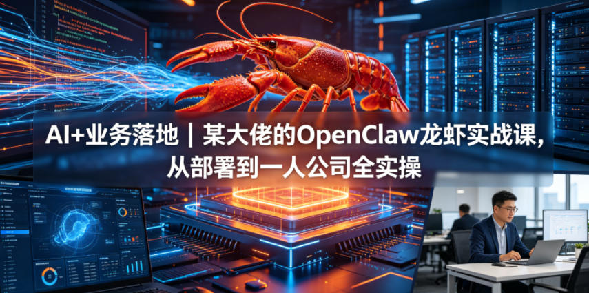 AI 与业务融合实战：某大佬 OpenClaw 小龙虾课程，从部署到一人公司全流程实操