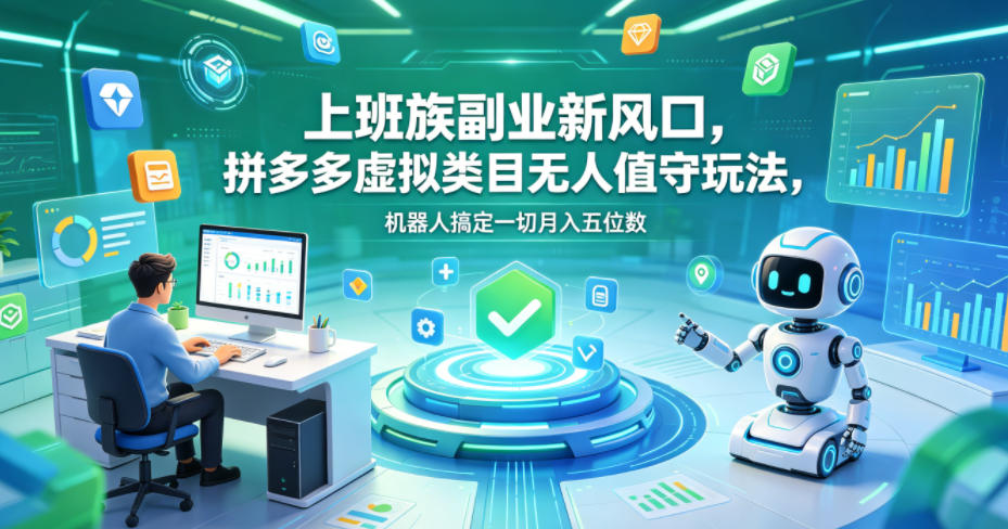 上班族副业新选择:拼多多虚拟类目无人值守玩法,机器人助力月入五位数大揭秘 上班族副业新选择:拼多多虚拟类目无人值守玩法,机器人助力月入五位数大揭秘