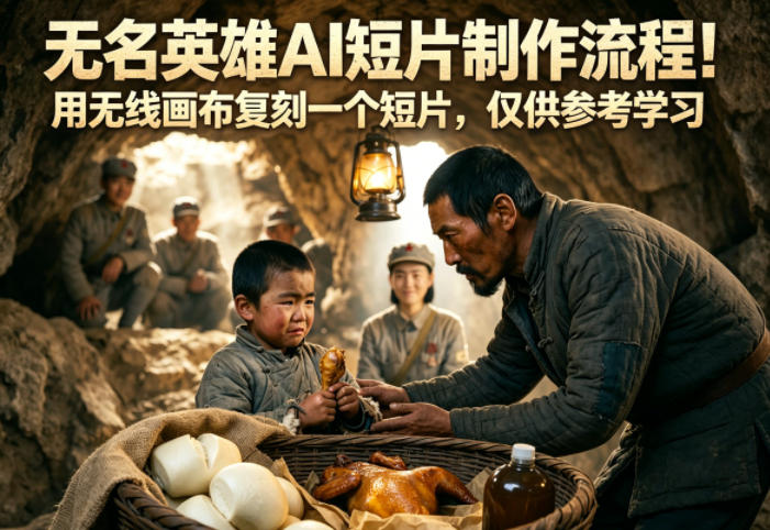 揭秘无名英雄 AI 短片制作流程：用无线画布复刻短片供学习参考