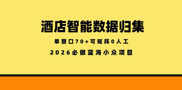 揭秘!酒店智能数据归集小众蓝海稳定半年,单窗口零成本矩阵日赚 70+ 揭秘!酒店智能数据归集小众蓝海稳定半年,单窗口零成本矩阵日赚 70+
