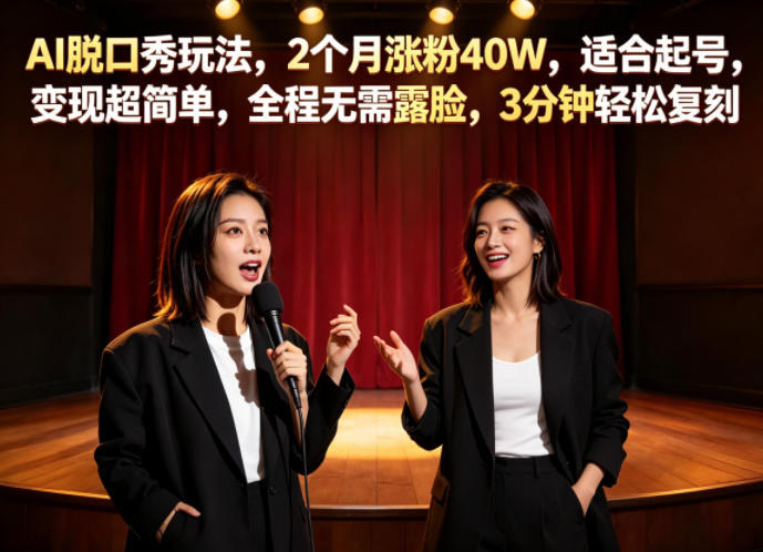 AI 脱口秀玩法:2 个月涨粉 40 万,起号变现轻松搞定,全程不露脸 3 分钟复刻 AI 脱口秀玩法:2 个月涨粉 40 万,起号变现轻松搞定,全程不露脸 3 分钟复刻