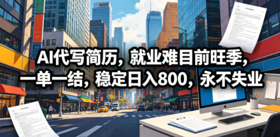 AI 代做简历,就业难当下正值旺季,一单一结,日稳入 800,告别失业困扰 AI 代做简历,就业难当下正值旺季,一单一结,日稳入 800,告别失业困扰