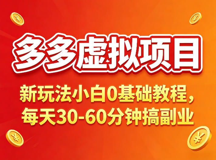 多多虚拟项目：0 基础小白新玩法，每天 30 - 60 分钟轻松上手