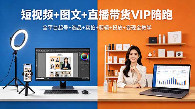 18319 期:全平台短视频、图文及直播带货 VIP 陪跑,一站式教学从 0 到变现 18319 期:全平台短视频、图文及直播带货 VIP 陪跑,一站式教学从 0 到变现