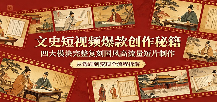 文史短视频爆款创作攻略:四大模块全面复制国风高流量短片制作 文史短视频爆款创作攻略:四大模块全面复制国风高流量短片制作