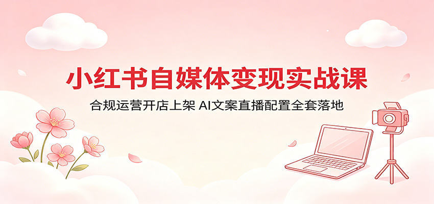 小红书自媒体变现实战课:合规开店上架,AI 文案直播配置全落地方案 小红书自媒体变现实战课:合规开店上架,AI 文案直播配置全落地方案