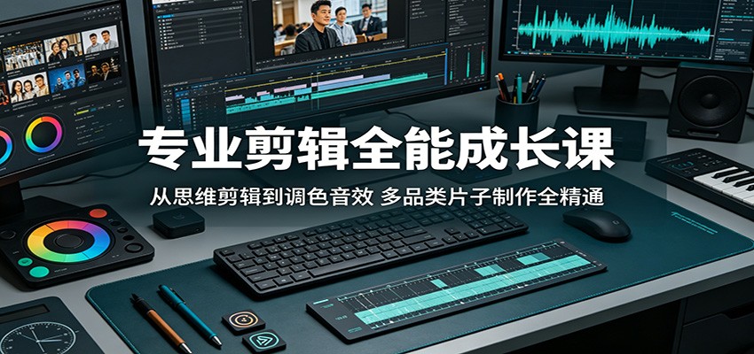 剪辑全能成长秘籍：从思维塑造到调色音效，多类型片子制作全掌握