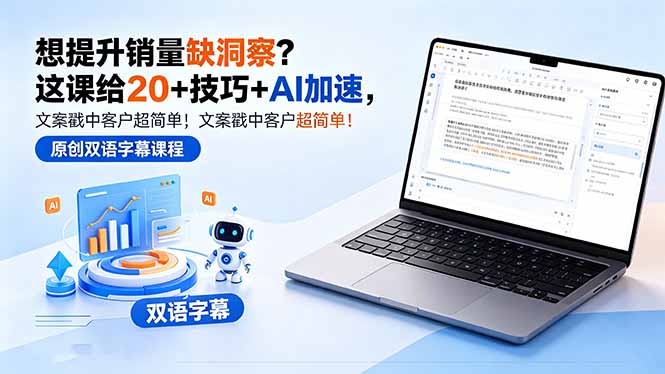 （18408 期）愁销量提升没思路？这课程 20+ 技巧搭配 AI 助力，文案轻松打动客户！【原创双语字幕】