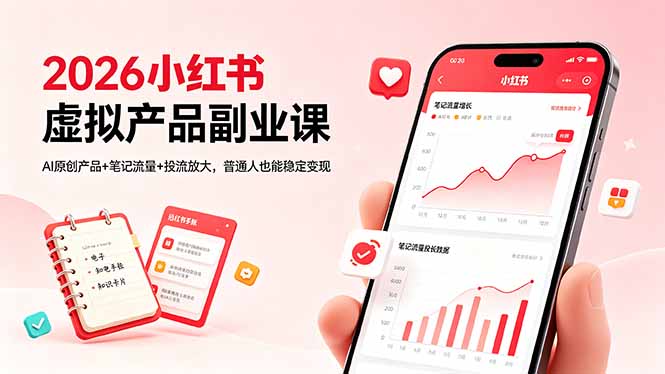 2026 小红书虚拟产品副业课来袭！AI 原创 + 流量玩法，普通人也能轻松变现