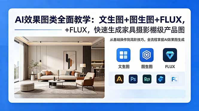 （18452 期）AI 效果图全方位教学：文生图、图生图、FLUX 助力快速打造家具摄影棚级产品图