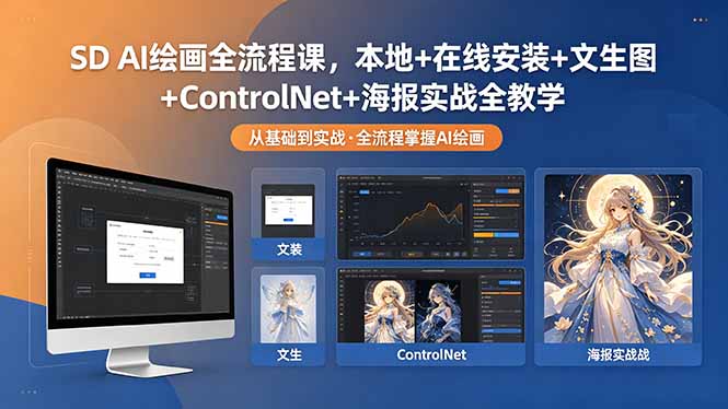 （18453 期）SD AI 绘画全流程课程：涵盖本地与在线安装、文生图、ControlNet 及海报实战教学