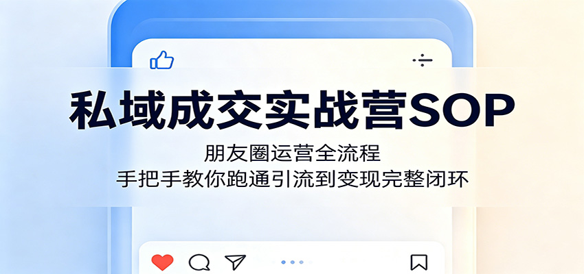 私域成交实战营 SOP:揭秘朋友圈运营全流程,带你轻松打通引流变现闭环 私域成交实战营 SOP:揭秘朋友圈运营全流程,带你轻松打通引流变现闭环