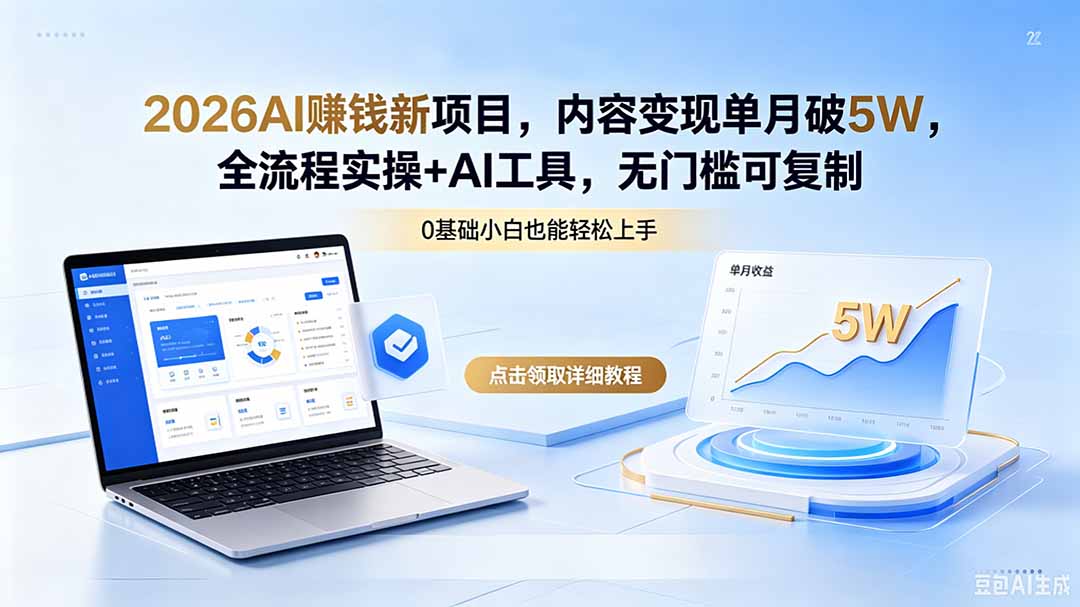 (18476 期)2026 年 AI 全新赚钱项目,内容变现月入超 5 万,全流程实操与 AI 工具,零门槛可复制 (18476 期)2026 年 AI 全新赚钱项目,内容变现月入超 5 万,全流程实操与 AI 工具,零门槛可复制