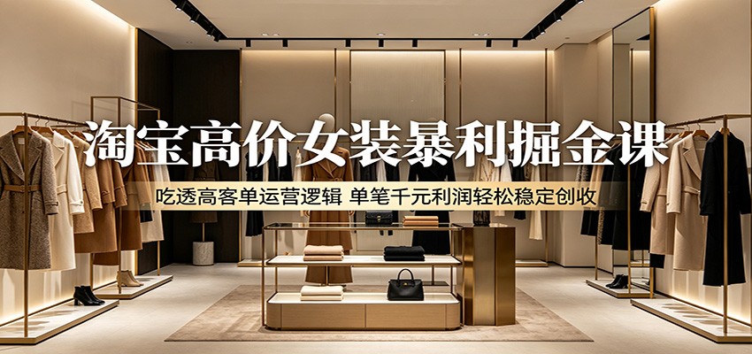 淘宝千元高价女装暴利秘籍：掌握高客单运营逻辑，轻松稳定获单笔千元利润