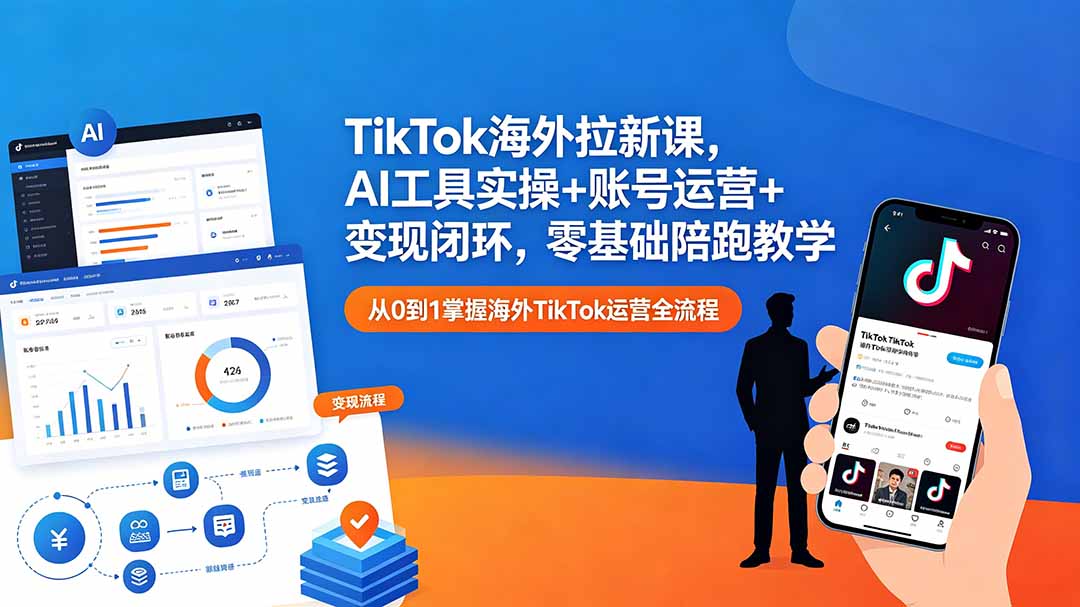 （18522 期）TikTok 海外拉新课程：AI 工具实操、账号运营与变现闭环，零基础教学陪跑