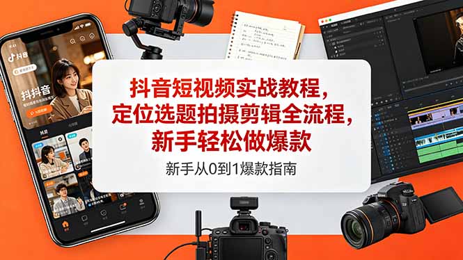 18524 期抖音短视频实战教程:新手也能轻松打造爆款,涵盖定位选题拍摄剪辑全流程 18524 期抖音短视频实战教程:新手也能轻松打造爆款,涵盖定位选题拍摄剪辑全流程
