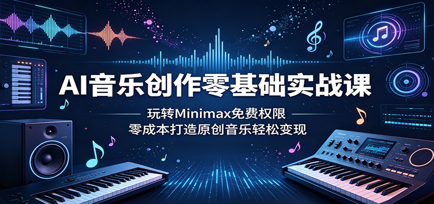 零基础 AI 音乐创作实战课:畅享 Minimax 免费权限,零成本创作原创音乐轻松赚钱 零基础 AI 音乐创作实战课:畅享 Minimax 免费权限,零成本创作原创音乐轻松赚钱