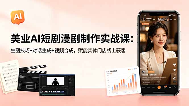 (18536 期)美业 AI 短剧漫剧制作实战课:掌握生图、对话与合成技巧,助力实体门店线上揽客 (18536 期)美业 AI 短剧漫剧制作实战课:掌握生图、对话与合成技巧,助力实体门店线上揽客