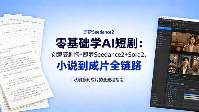18537 期:零基础开启 AI 短剧学习,从小说创意到成片全链路揭秘 18537 期:零基础开启 AI 短剧学习,从小说创意到成片全链路揭秘