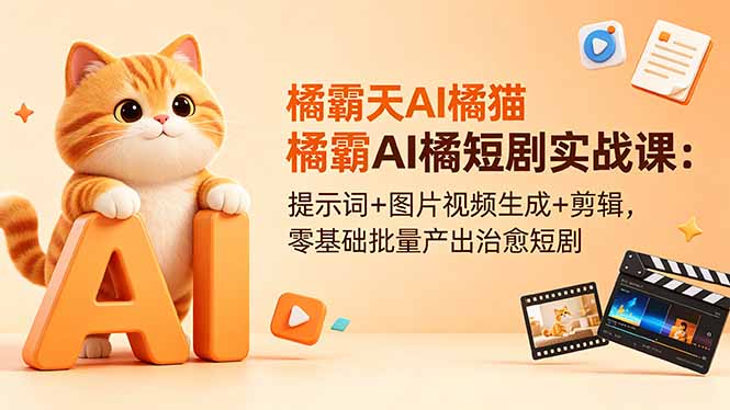 18542 期橘霸天 AI 橘猫短剧实战课:零基础批量打造治愈短剧,从提示词到剪辑全掌握 18542 期橘霸天 AI 橘猫短剧实战课:零基础批量打造治愈短剧,从提示词到剪辑全掌握